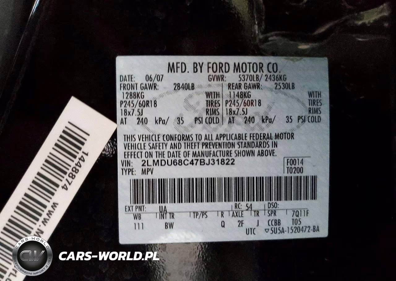 2007 Lincoln Mkx VIN:2LMDU68C47BJ31822 - 13