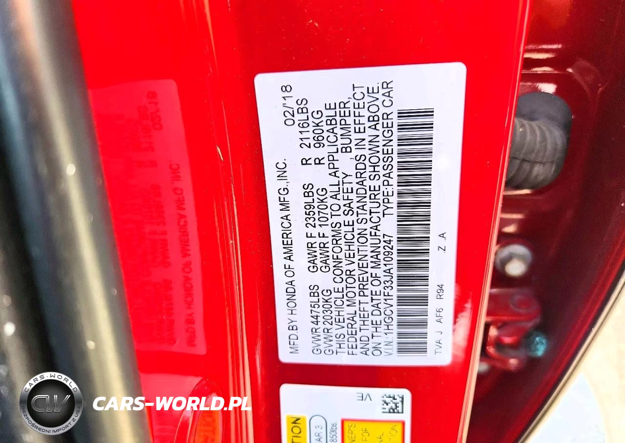2018 Honda Accord Sport VIN:1HGCV1F33JA109247 - 12