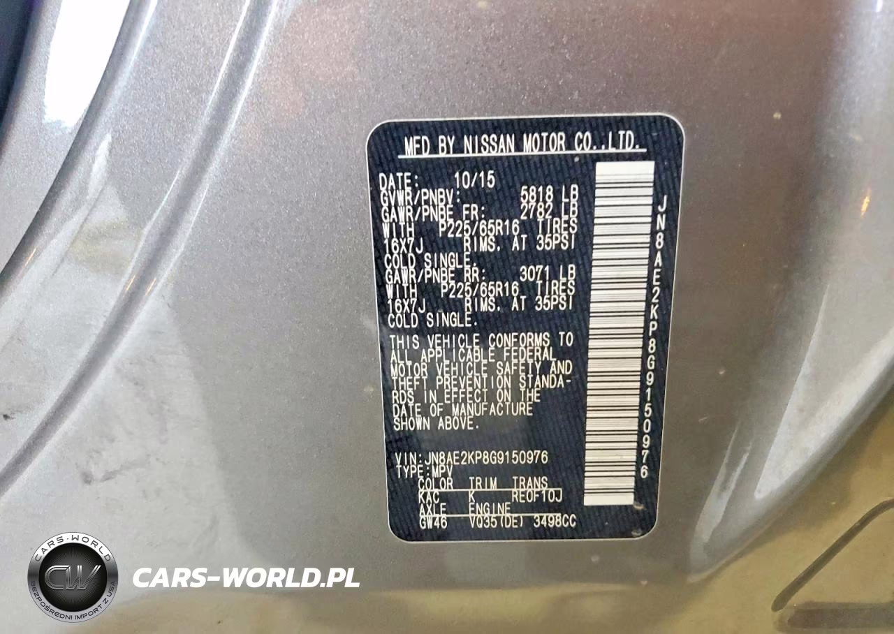 2016 Nissan Quest 3.5 Sv VIN:JN8AE2KP8G9150976 - 13