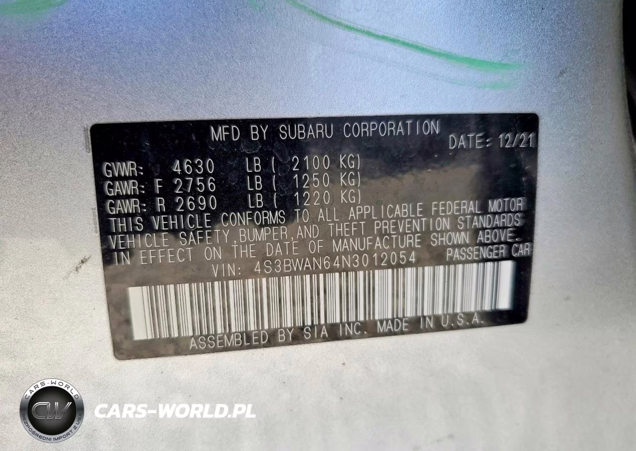 2022 Subaru Legacy Limited VIN:4S3BWAN64N3012054 - 12