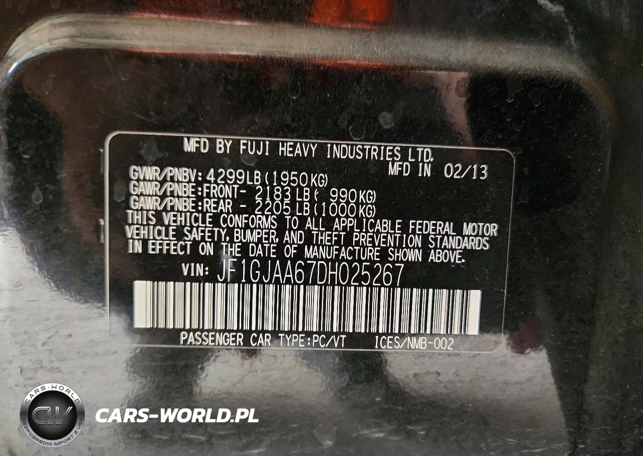 2013 Subaru Impreza VIN:JF1GJAA67DH025267 - 12