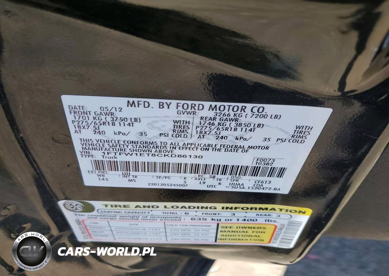 2012 Ford F150 Supercrew VIN:1FTFW1ET8CKD86130 - 12