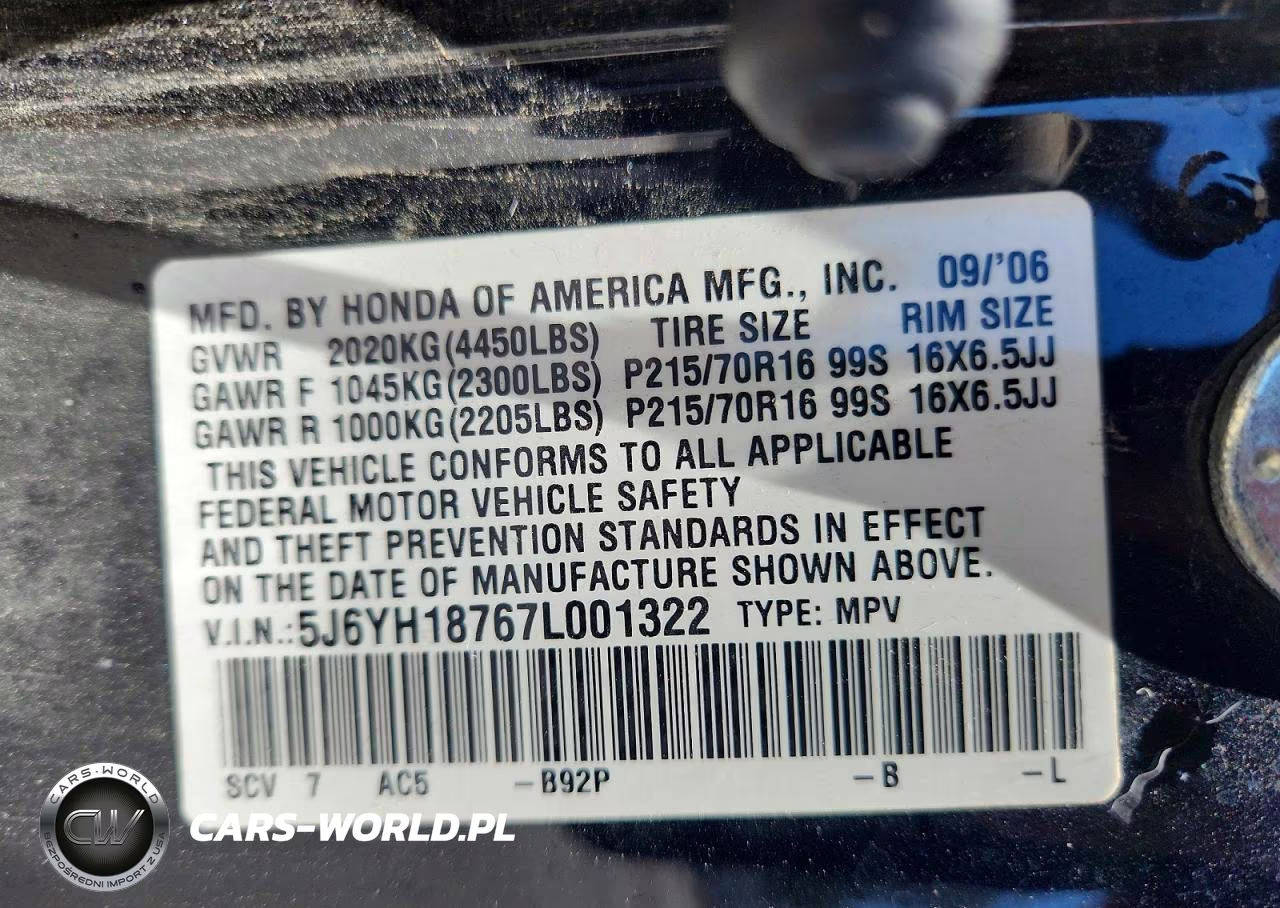 2007 Honda Element Ex VIN:5J6YH18767L001322 - 14