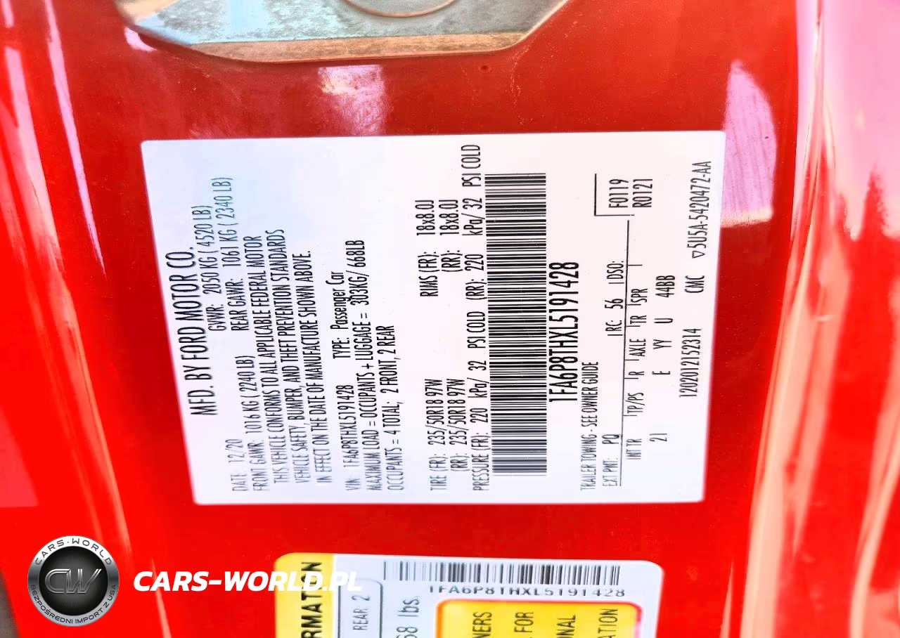 2020 Ford Mustang VIN:1FA6P8THXL5191428 - 12