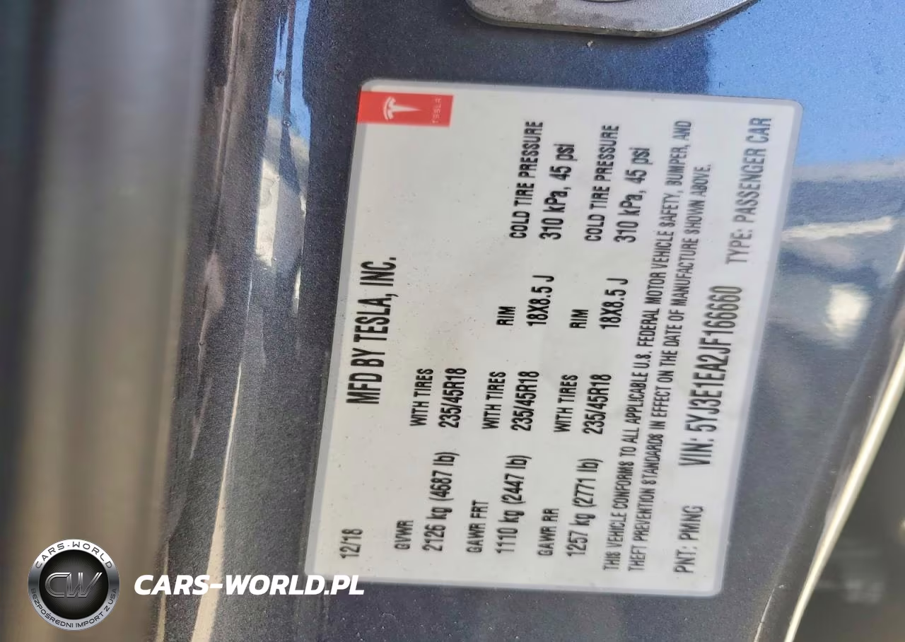 2018 Tesla Model 3 VIN:5YJ3E1EA2JF166660 - 12