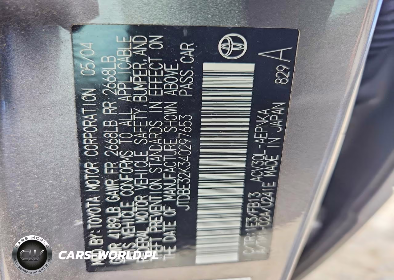 2004 Toyota Camry Le VIN:JTDBE32K340297653 - 12