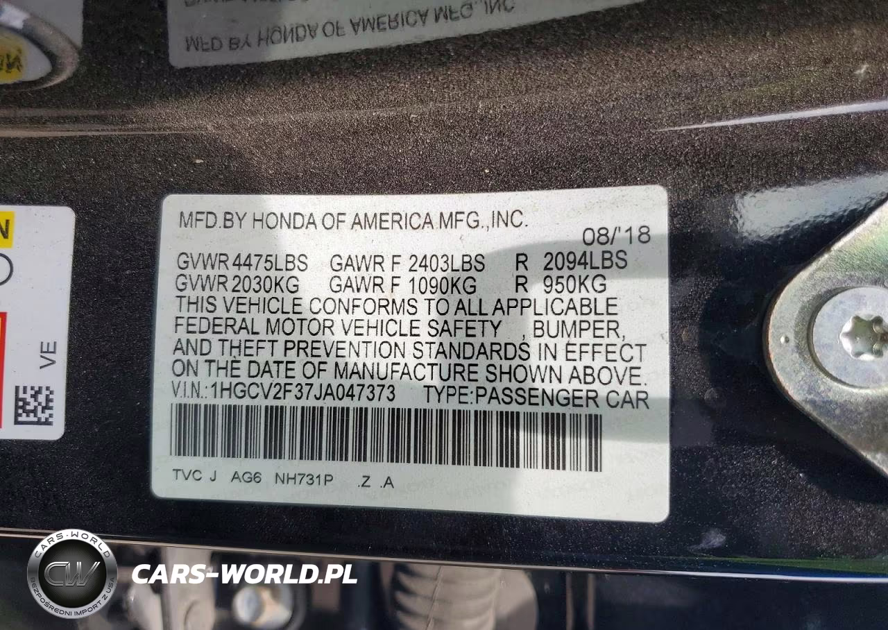 2018 Honda Accord Sport VIN:1HGCV2F37JA047373 - 12