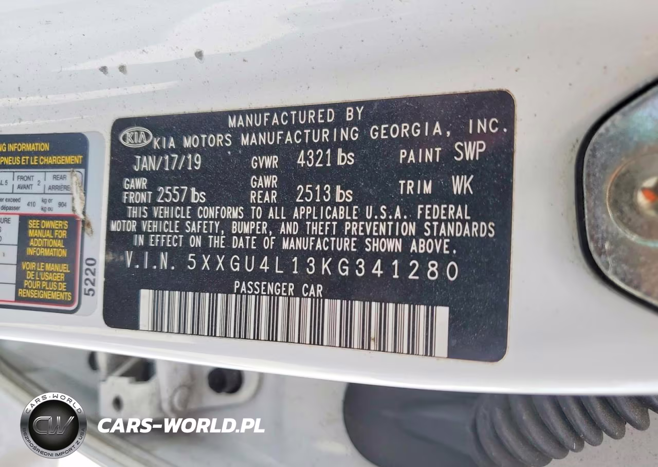 2019 Kia Optima Ex VIN:5XXGU4L13KG341280 - 12