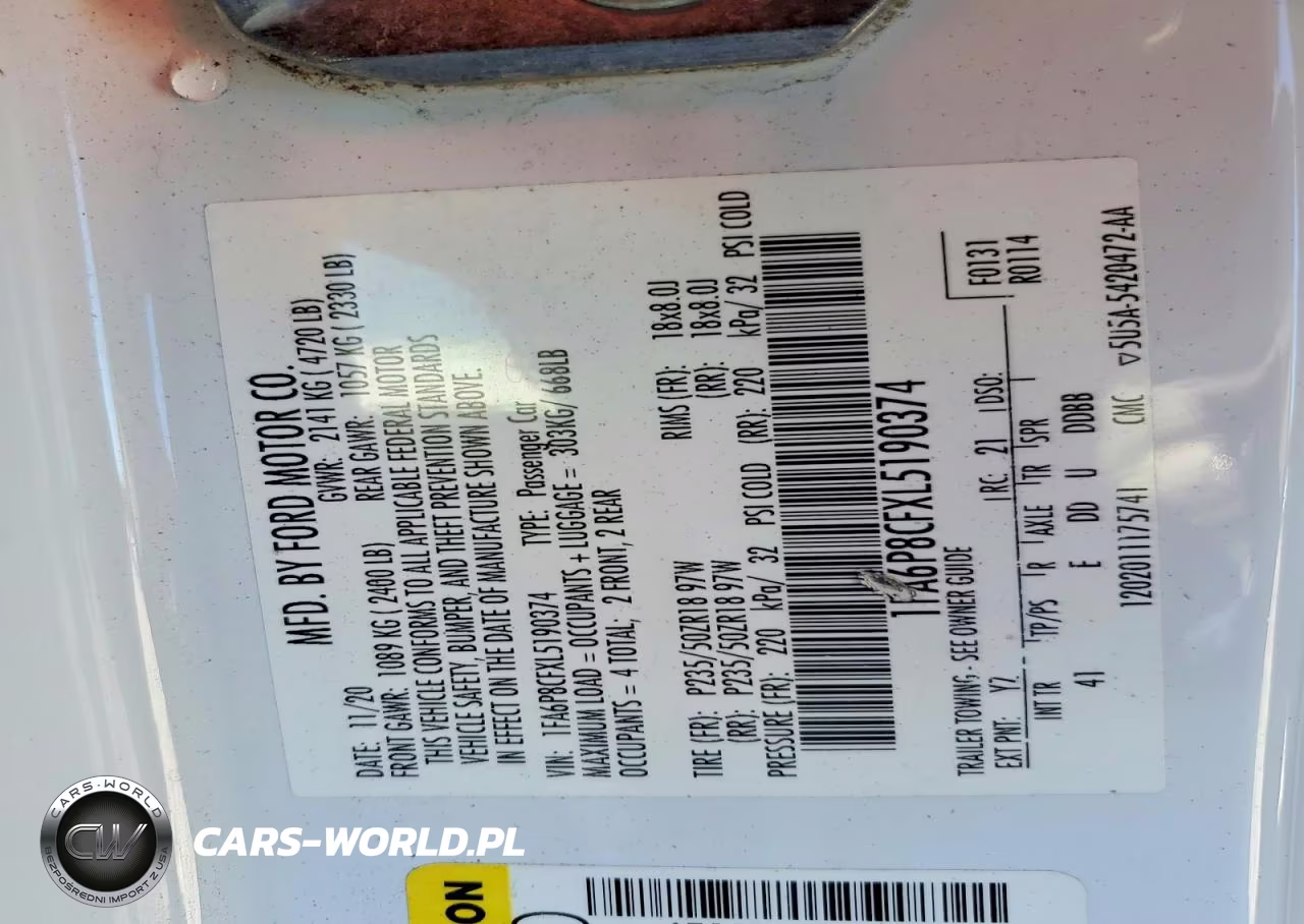 2020 Ford Mustang Gt VIN:1FA6P8CFXL5190374 - 12