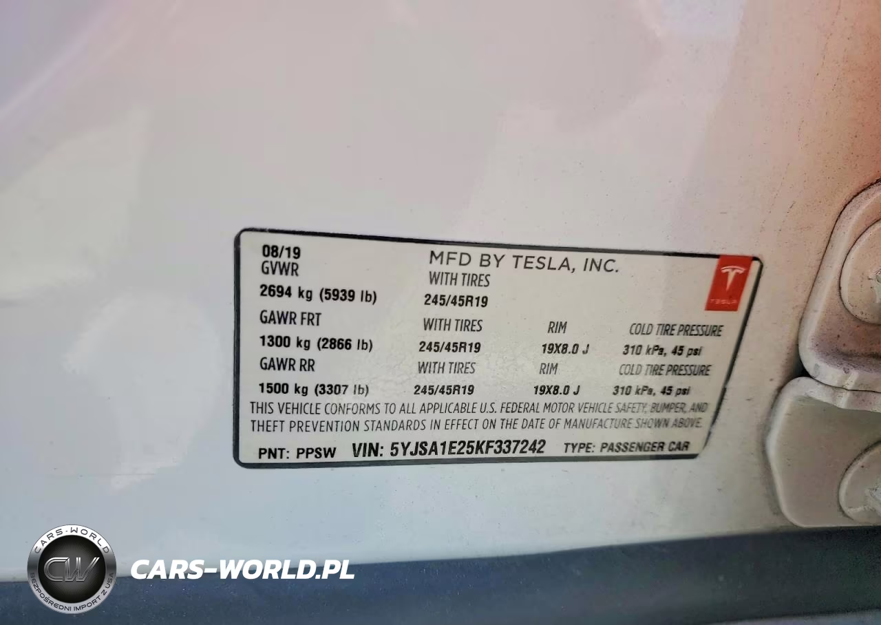 2019 Tesla Model S VIN:5YJSA1E25KF337242 - 12