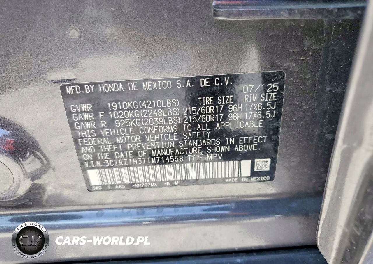 2026 Honda Hr-V Lx VIN:3CZRZ1H37TM714558 - 13