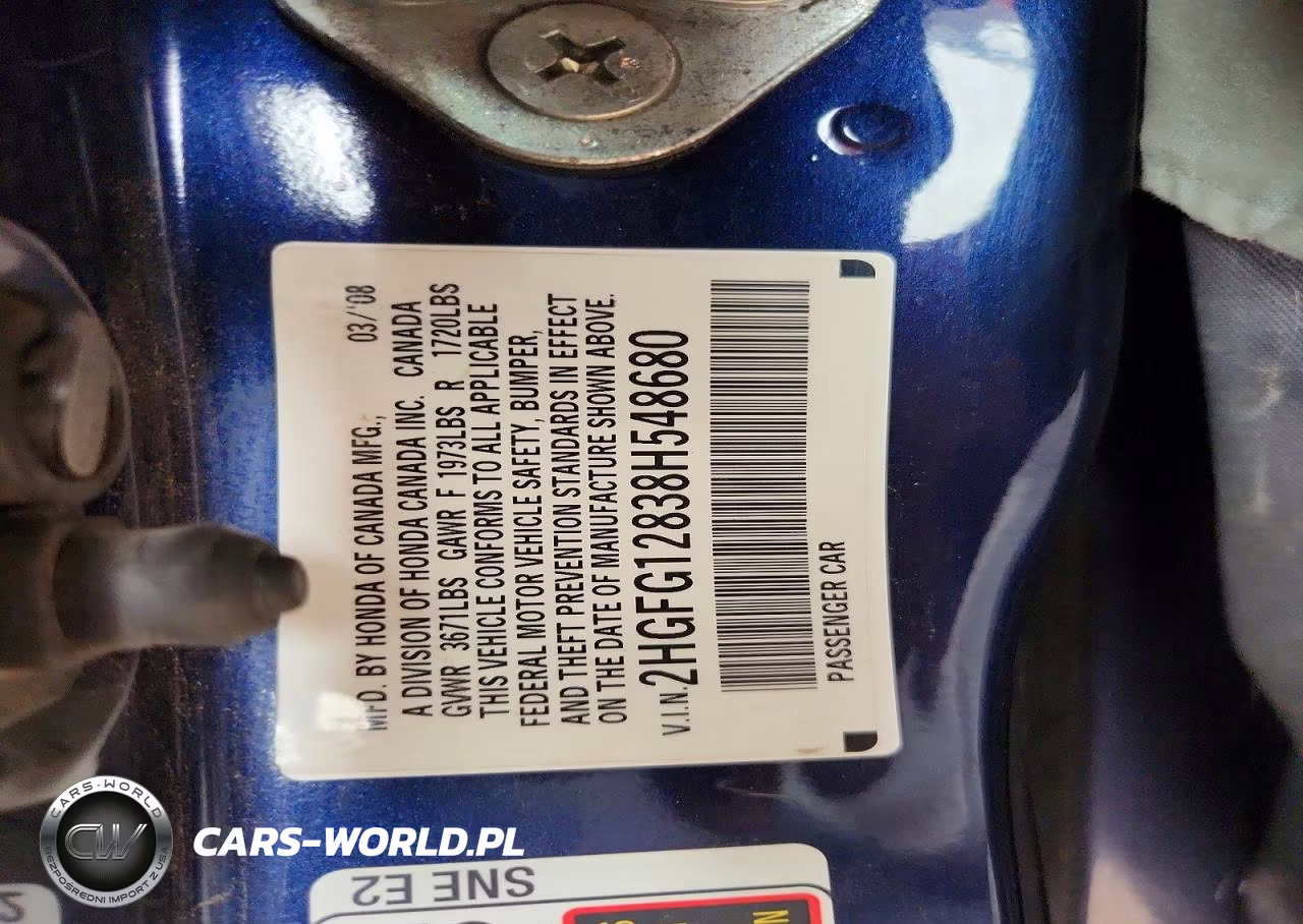 2008 Honda Civic Ex VIN:2HGFG12838H548680 - 13