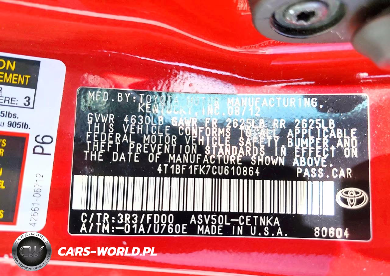2012 Toyota Camry Le VIN:4T1BF1FK7CU610864 - 13