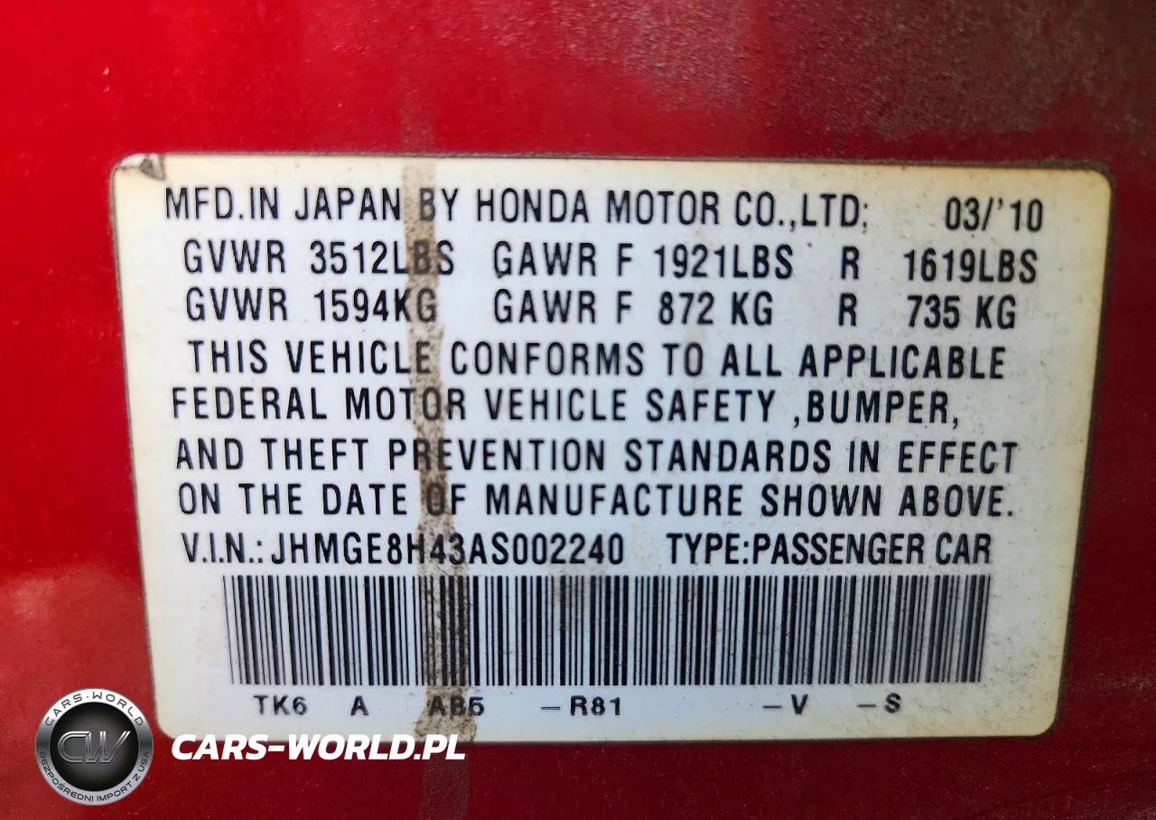 2010 Honda Fit Sport VIN:JHMGE8H43AS002240 - 13