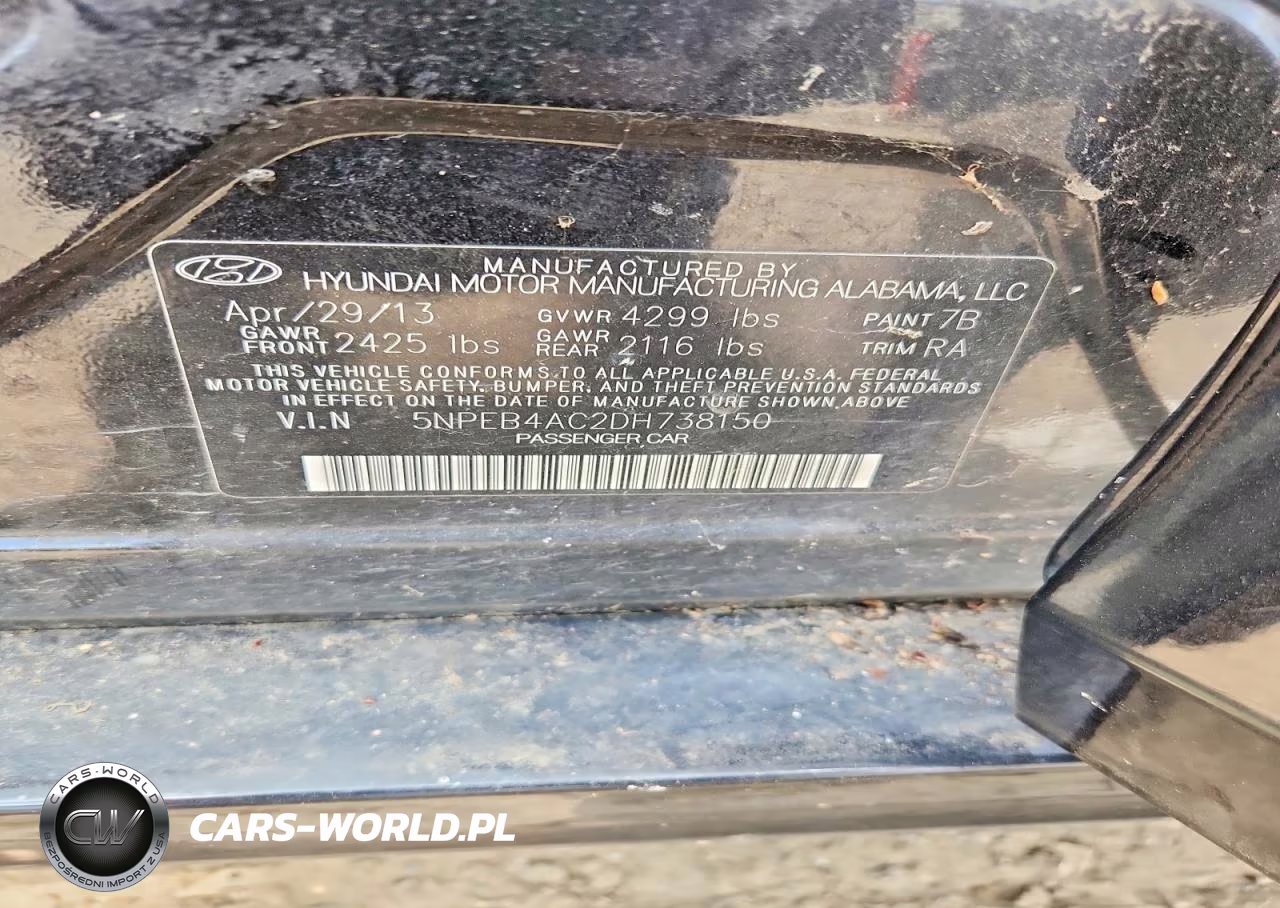 2013 Hyundai Sonata Gls VIN:5NPEB4AC2DH738150 - 13