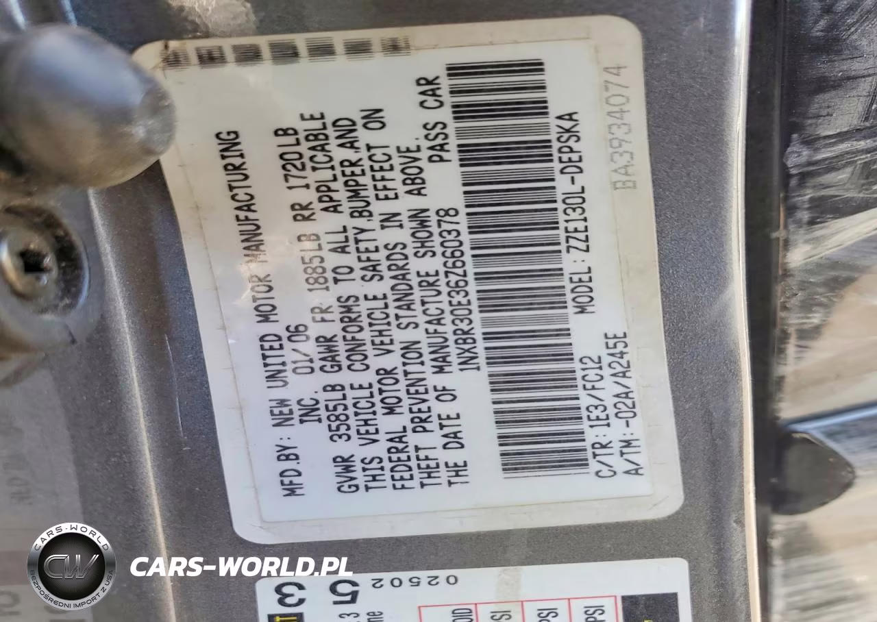 2006 Toyota Corolla S VIN:1NXBR30E36Z660378 - 12
