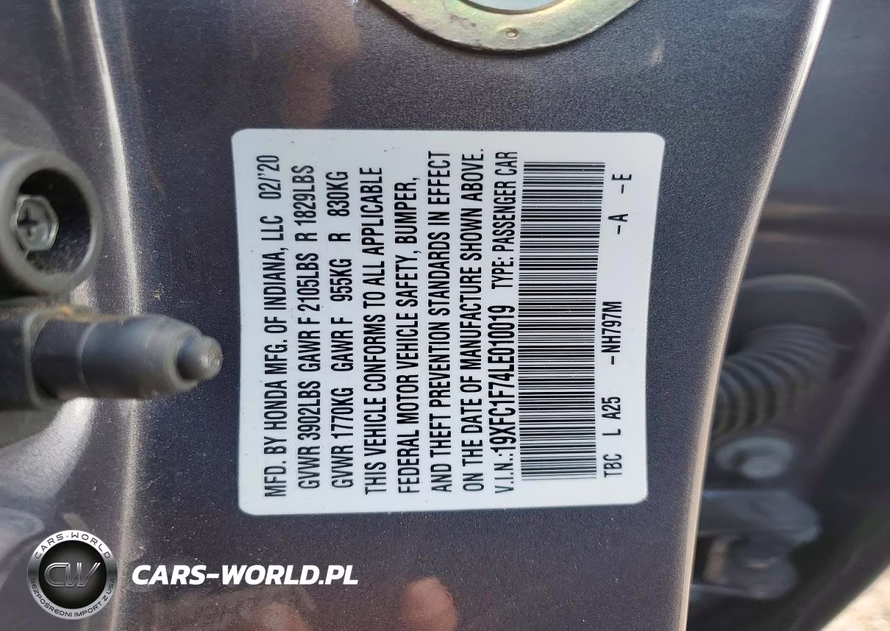 2020 Honda Civic Exl VIN:19XFC1F74LE010019 - 13
