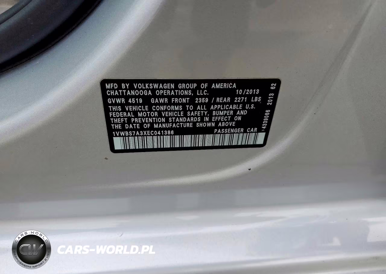 2014 Volkswagen Passat Se VIN:1VWBS7A3XEC041386 - 12