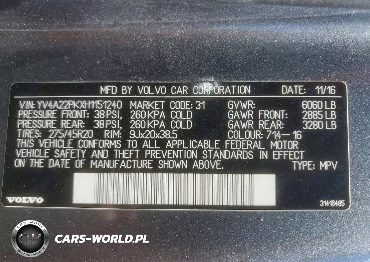 2017 Volvo Xc90 T6 VIN:YV4A22PKXH1151240 - 14