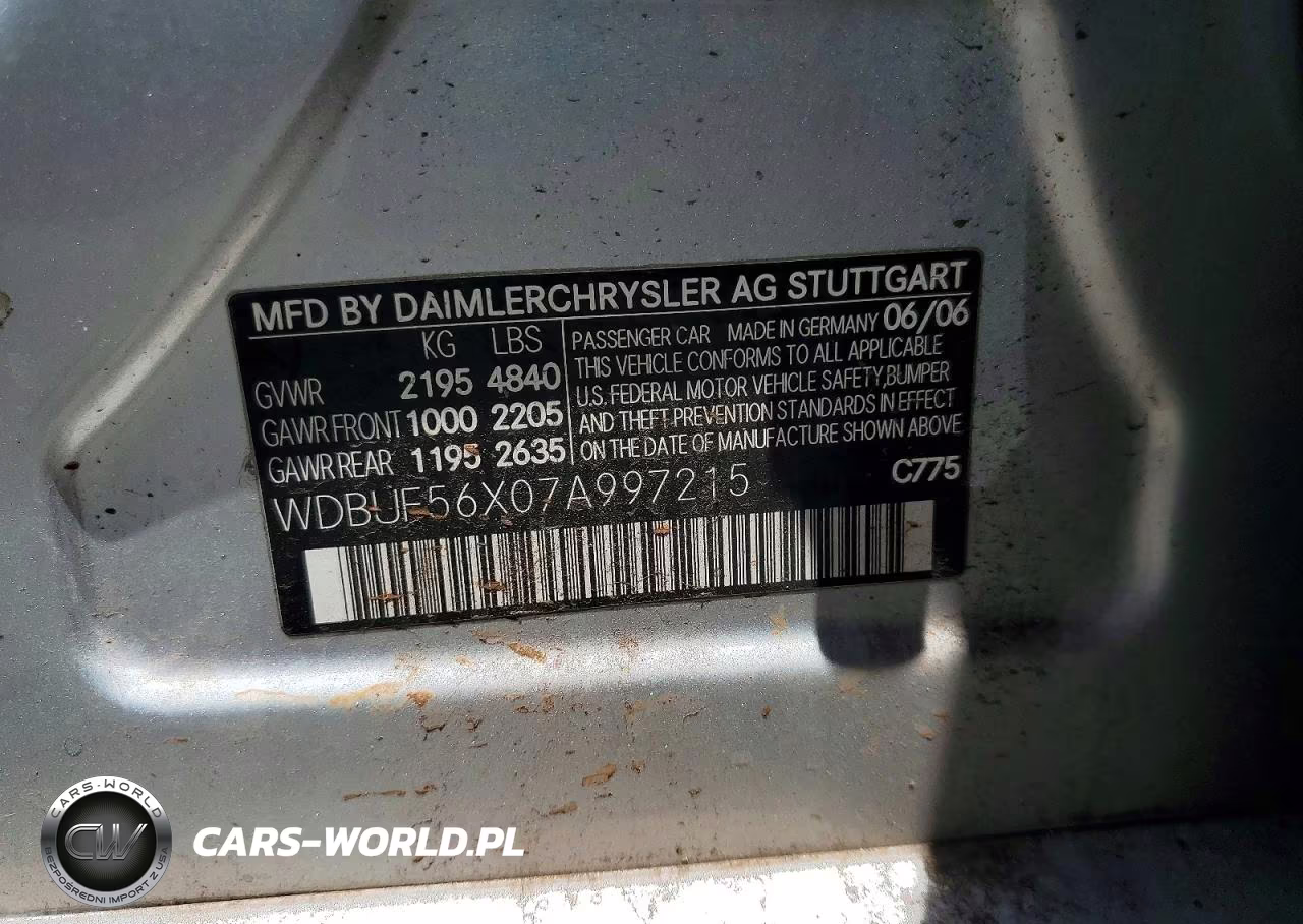 2007 Mercedes-Benz E 350 VIN:WDBUF56X07A997215 - 12