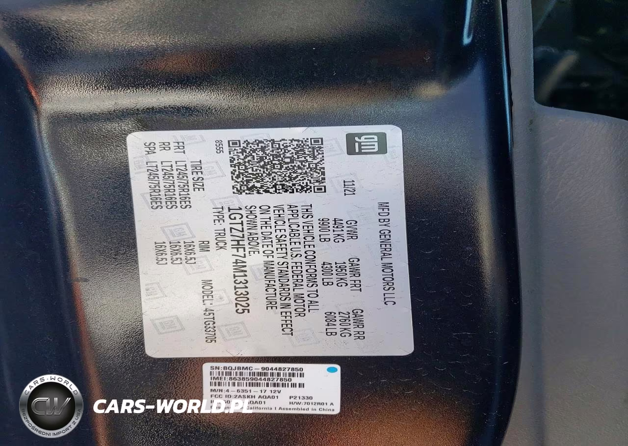 2021 GMC Savana G3500 VIN:1GTZ7HF74M1313025 - 13
