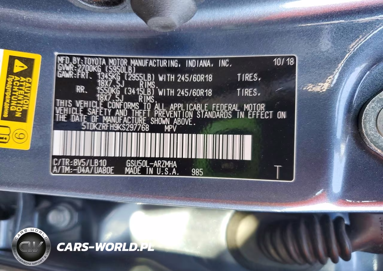 2019 Toyota Highlander Xle VIN:5TDKZRFH9KS297768 - 13