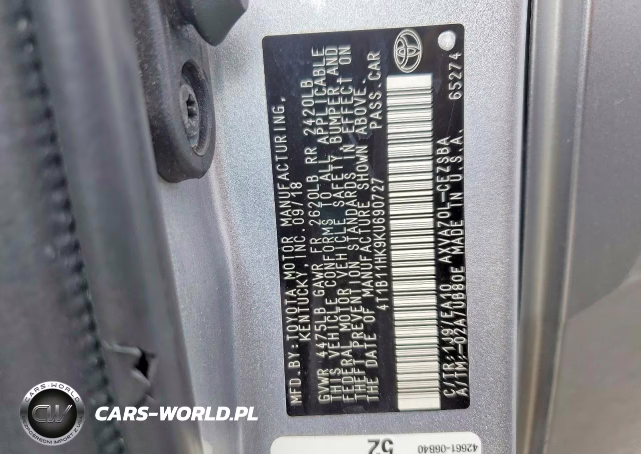 2019 Toyota Camry Se VIN:4T1B11HK9KU690727 - 12