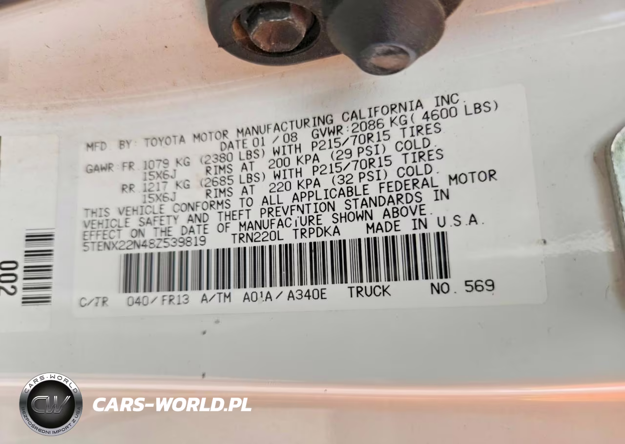 2008 Toyota Tacoma Base VIN:5TENX22N48Z539819 - 12