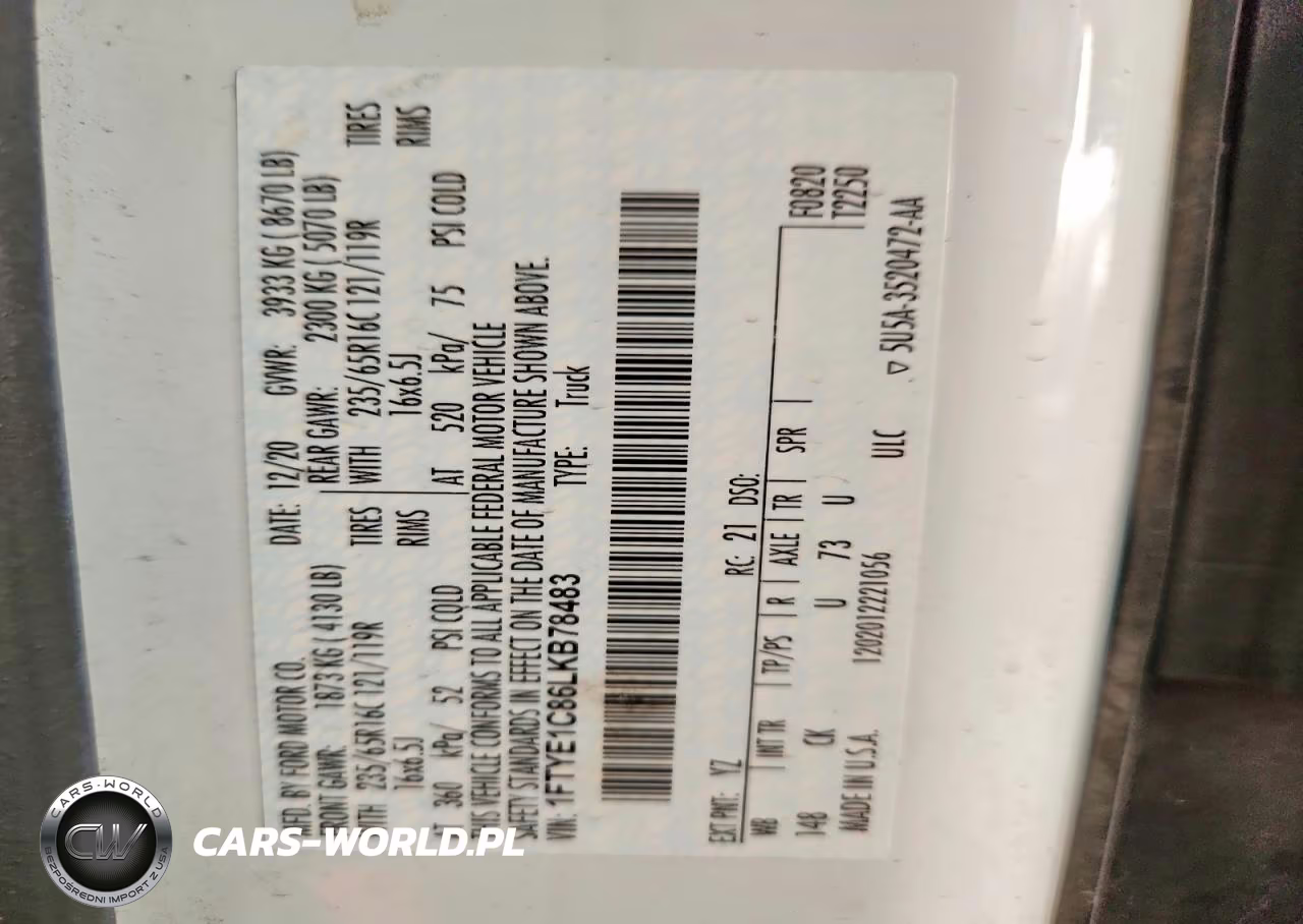 2020 Ford Transit 150 Delivery Van VIN:1FTYE1C86LKB78483 - 13