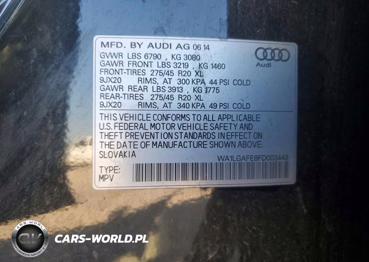 2015 Audi Q7 Premium Plus VIN:WA1LGAFE8FD003449 - 13