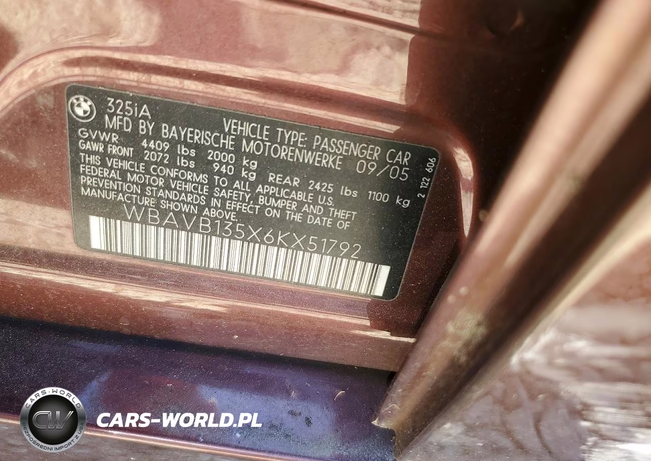 2006 BMW 325 I VIN:WBAVB135X6KX51792 - 12