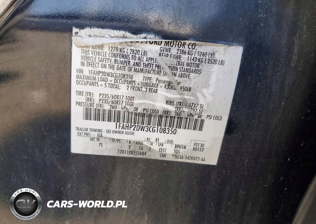 2012 Ford Taurus Se VIN:1FAHP2DW3CG108350 - 12