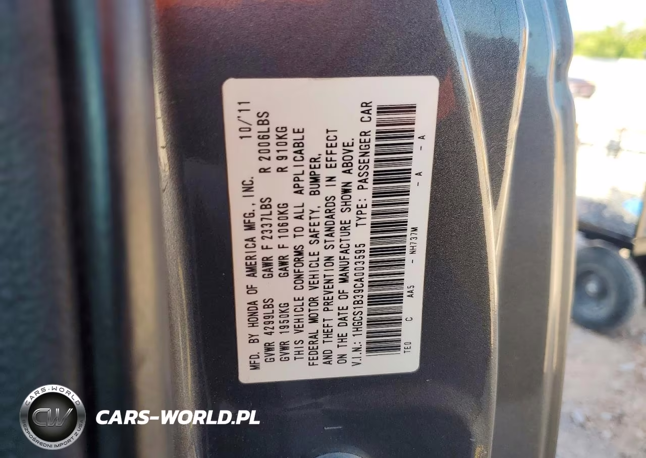 2012 Honda Accord Lx VIN:1HGCS1B39CA003595 - 12