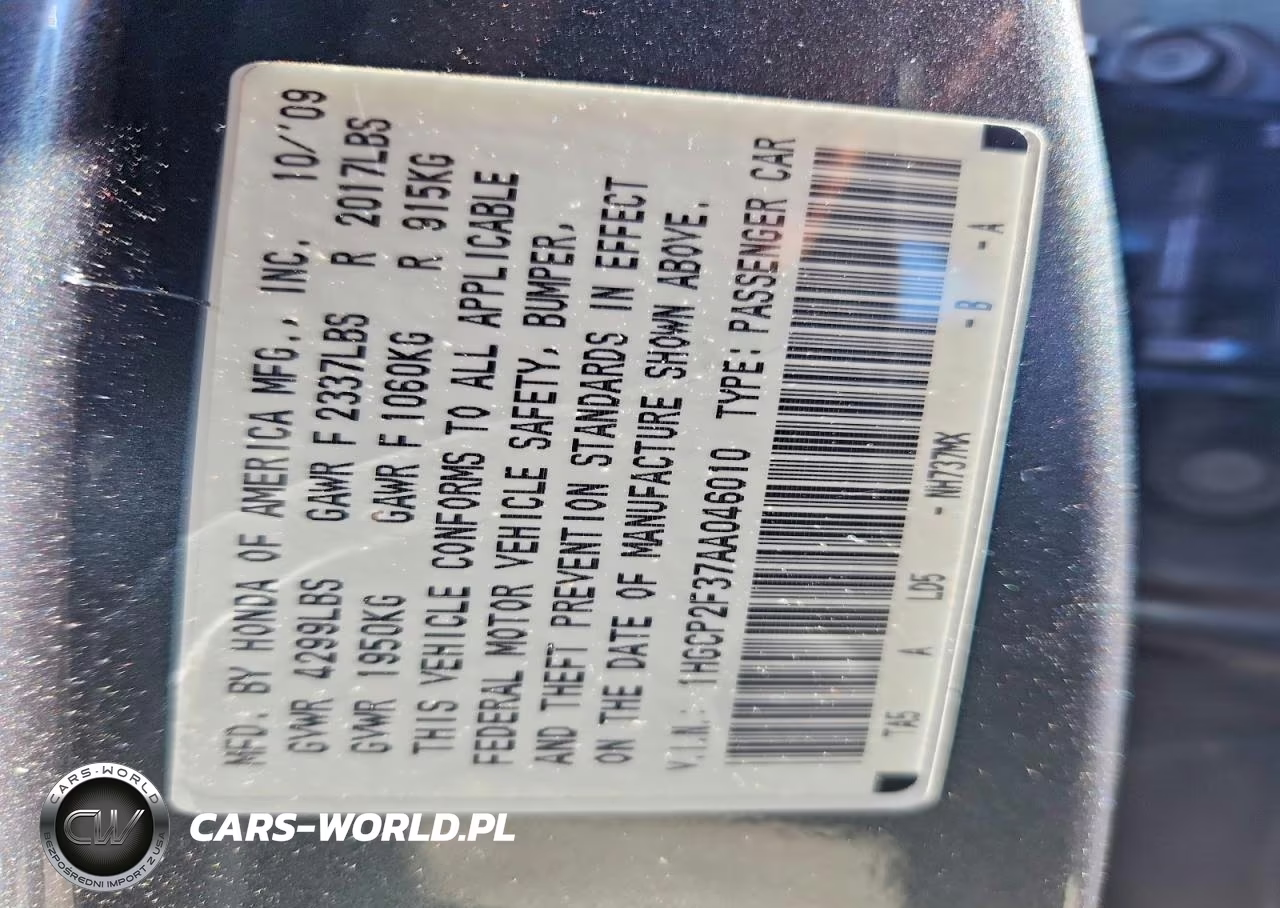 2010 Honda Accord Lx VIN:1HGCP2F37AA046010 - 12