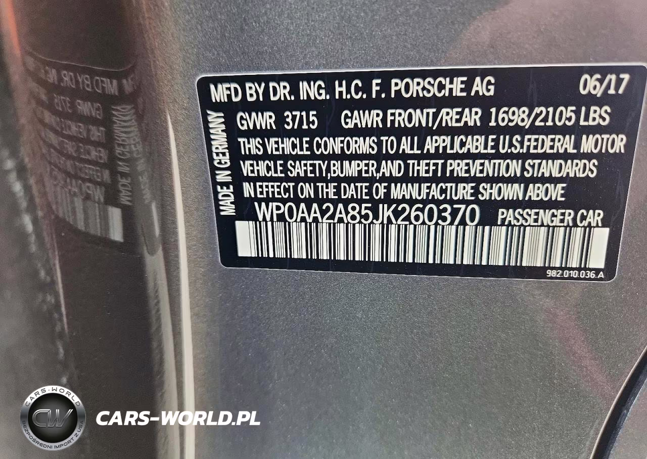 2018 Porsche Cayman VIN:WP0AA2A85JK260370 - 13