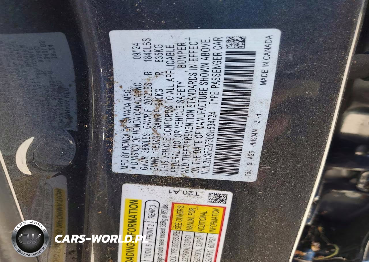 2025 Honda Civic Sport VIN:2HGFE2F50SH534724 - 12