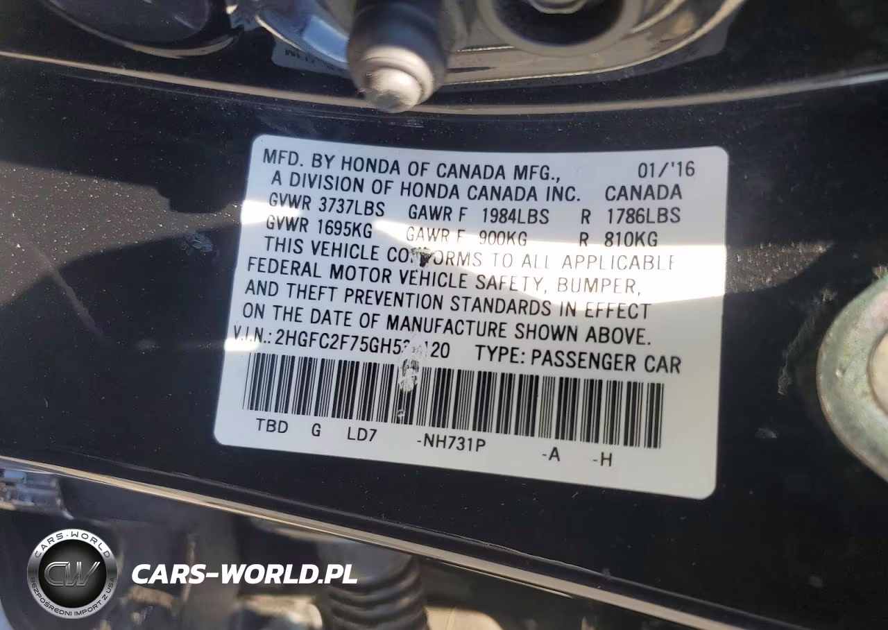2016 Honda Civic Ex VIN:2HGFC2F75GH530120 - 13