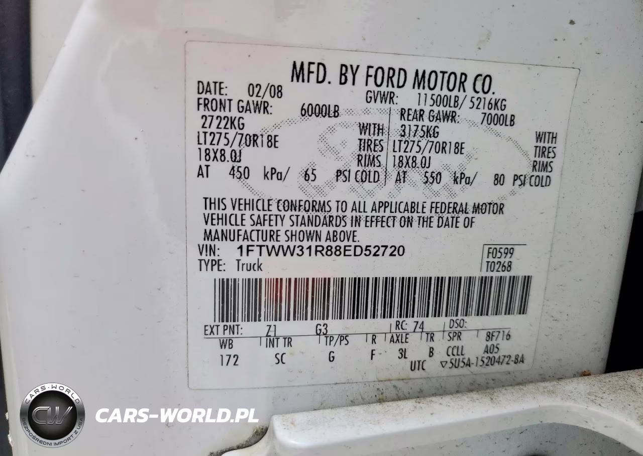 2008 Ford F350 Srw Super Duty VIN:1FTWW31R88ED52720 - 13