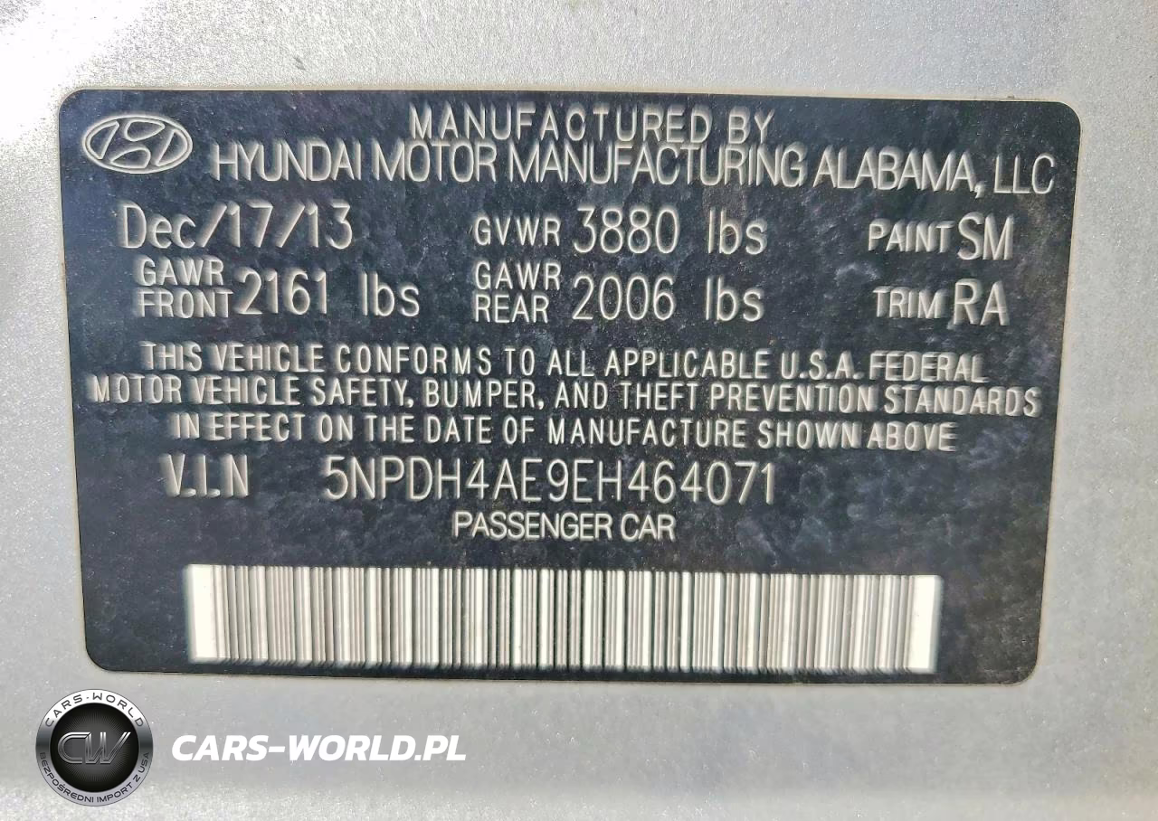 2014 Hyundai Elantra Se VIN:5NPDH4AE9EH464071 - 12