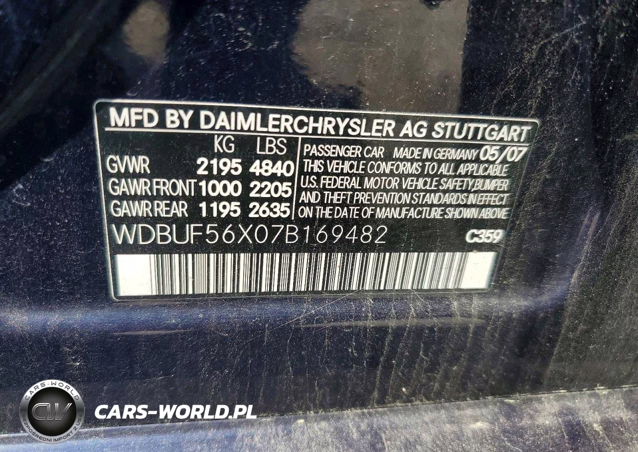 2007 Mercedes-Benz E 350 VIN:WDBUF56X07B169482 - 12