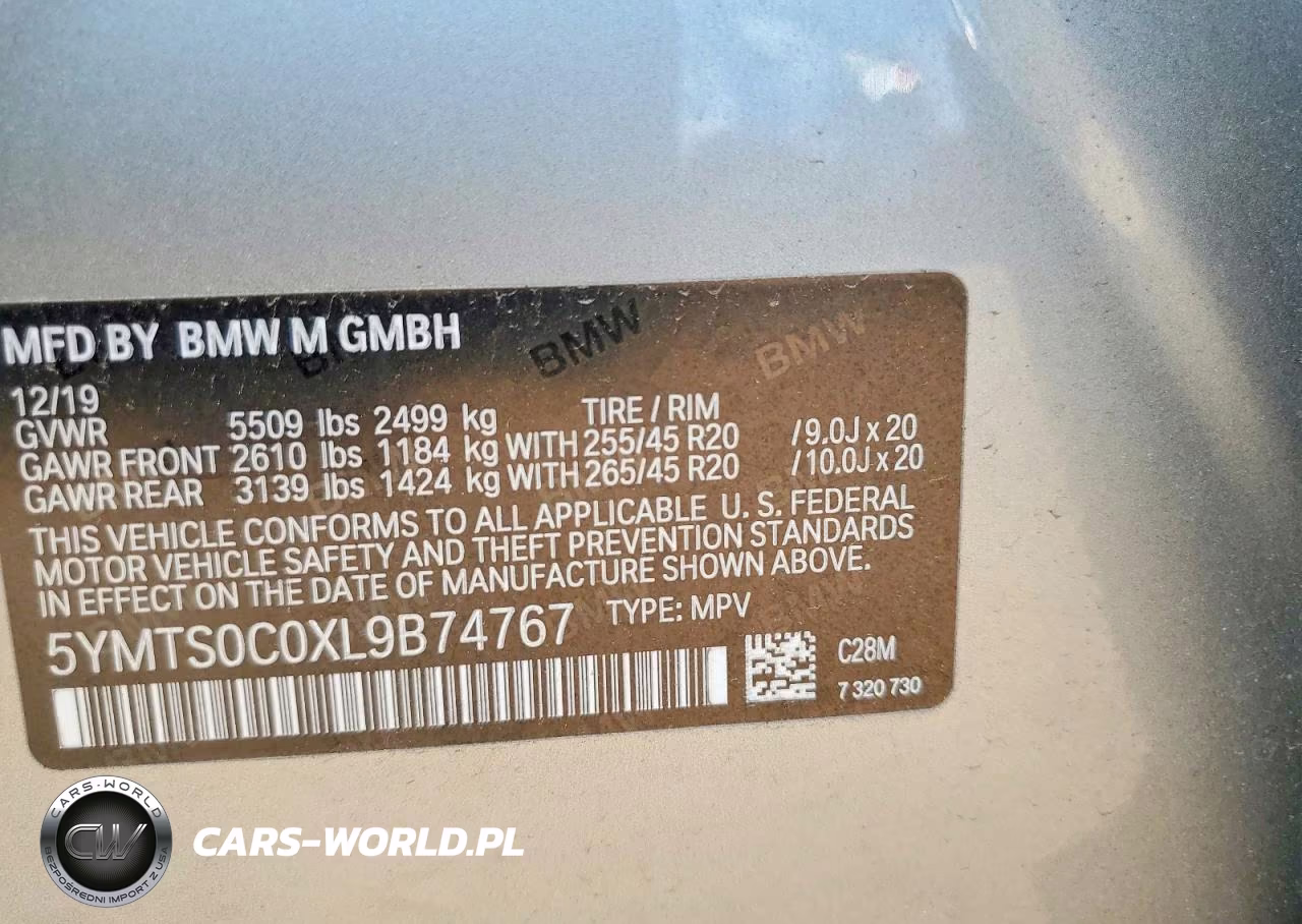 2020 BMW X3 M VIN:5YMTS0C0XL9B74767 - 13