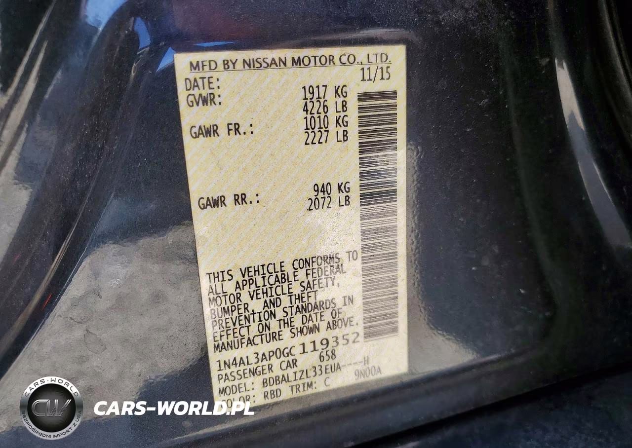 2016 Nissan Altima VIN:1N4AL3AP0GC119352 - 12