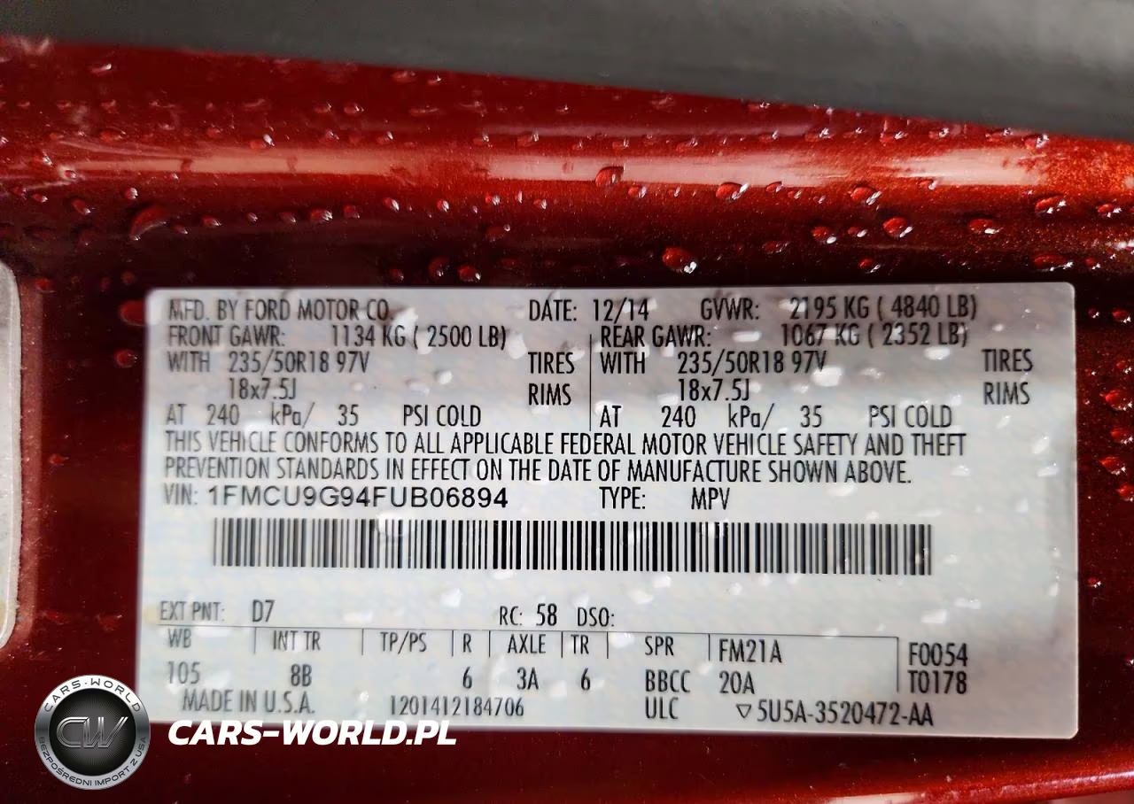 2015 Ford Escape Se VIN:1FMCU9G94FUB06894 - 14
