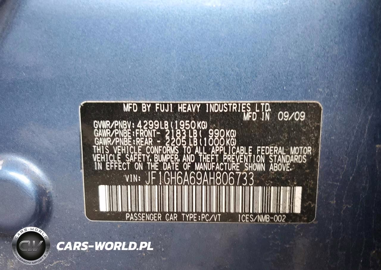 2010 Subaru Impreza 2.5I VIN:JF1GH6A69AH806733 - 13
