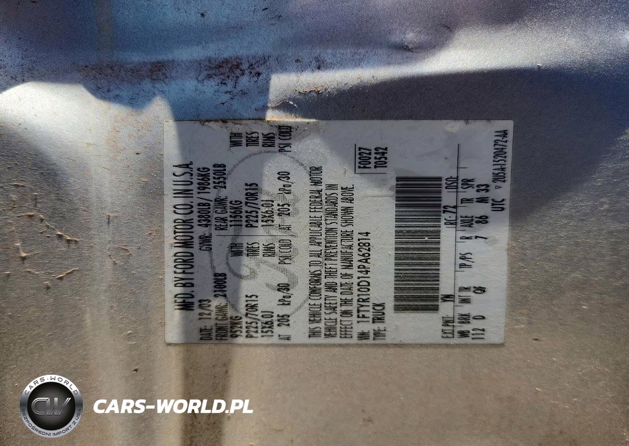 2004 Ford Ranger VIN:1FTYR10D14PA62814 - 13