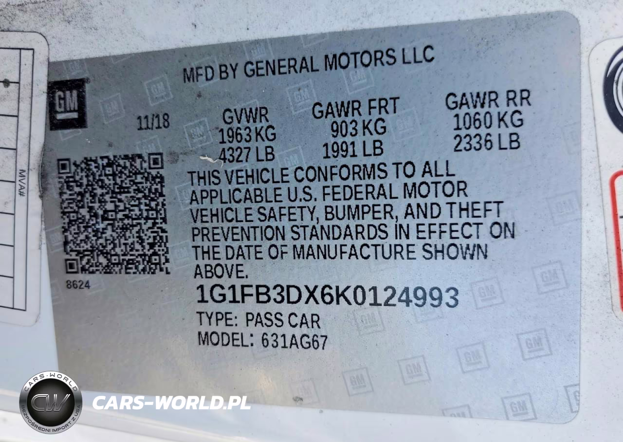 2019 Chevrolet Camaro Ls VIN:1G1FB3DX6K0124993 - 12