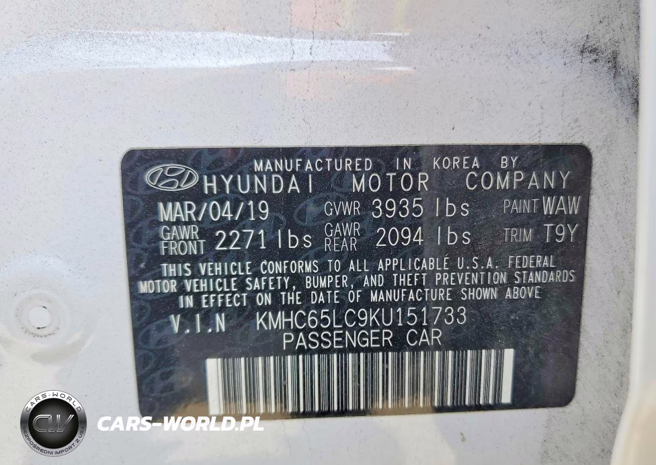 2019 Hyundai Ioniq Blue VIN:KMHC65LC9KU151733 - 12