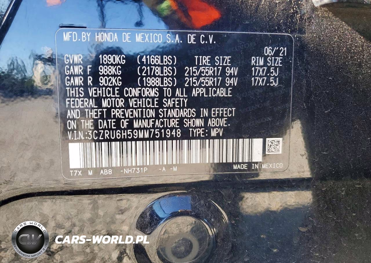 2021 Honda Hr-V Ex VIN:3CZRU6H59MM751948 - 12