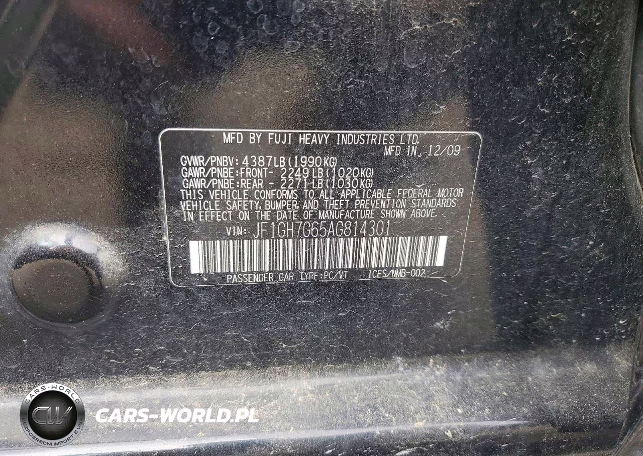2010 Subaru Impreza Wrx Limited VIN:JF1GH7G65AG814301 - 13