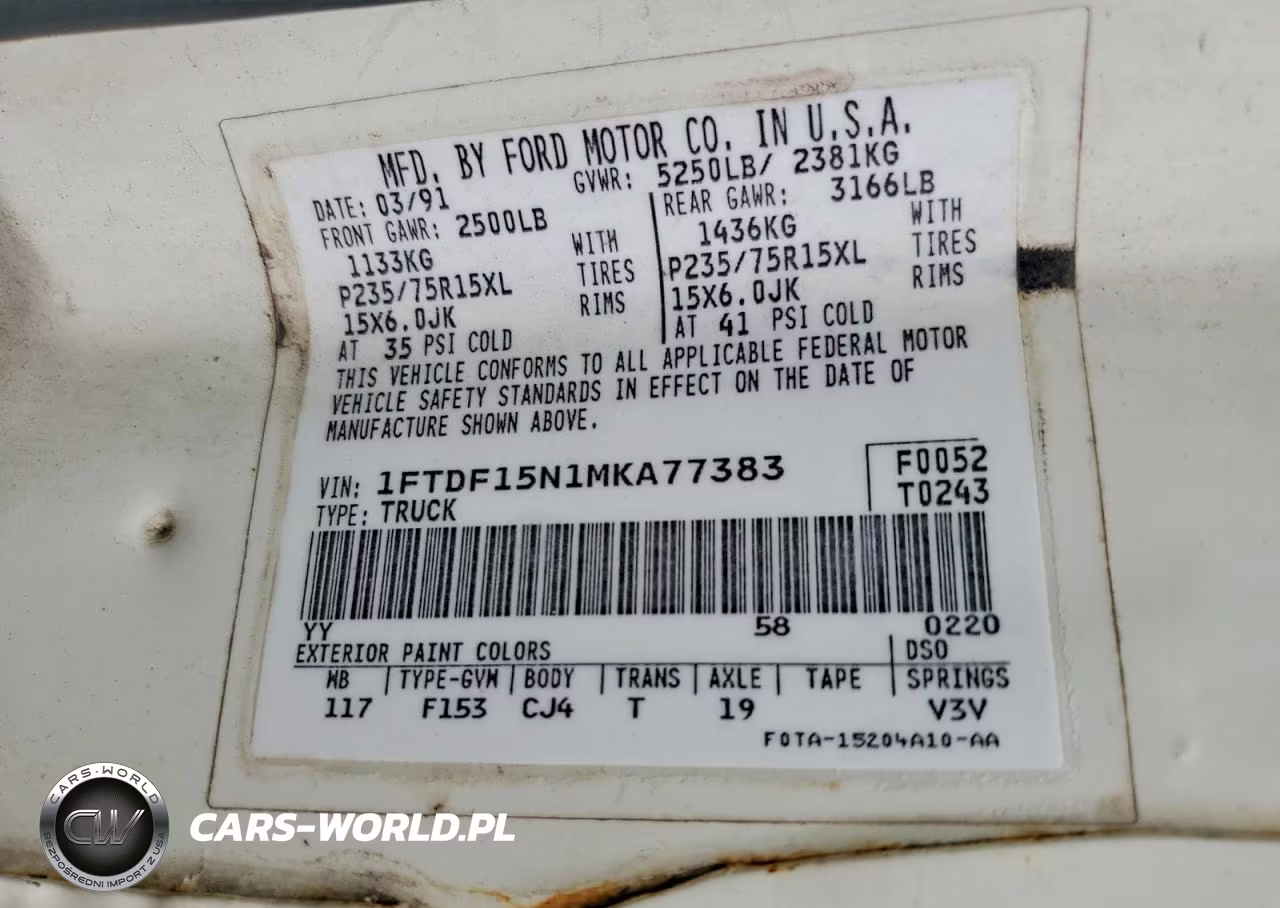 1991 Ford F150 VIN:1FTDF15N1MKA77383 - 13